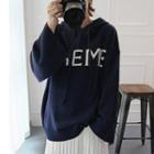 Lettering Wide-sleeve Hooded Sweater