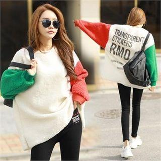 Color-block Boxy Sherpa-fleece Pullover