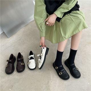 Buckled Faux Leather Mary Jane Shoes