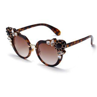 Crystal Cat Eye Chunky Frame Sunglasses