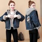 Fleece-lined Eagle Buttoned Denim Jacket