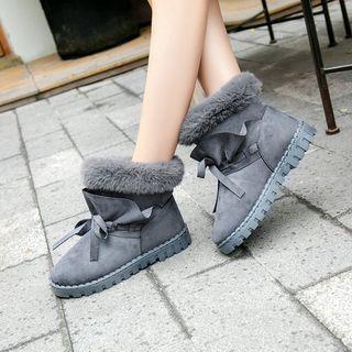 Bow Faux-fur Short Snow Boots