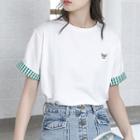 Dog Embroidered Short-sleeve T-shirt White - One Size
