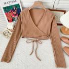 Details Tie-hem Wrapped Crop T-shirt In 10 Colors