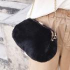 Furry Clutch With Metal Chain
