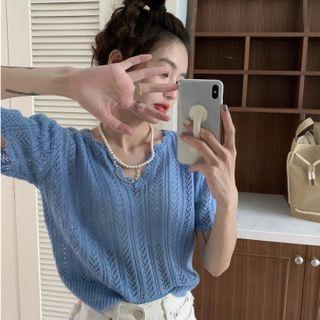 Short-sleeve Poinelle Knit Top
