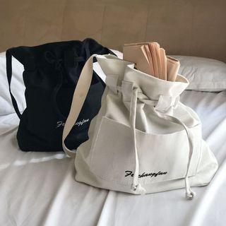 Letter Embroidered Canvas Shopping Bag