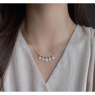Disc Fringed Alloy Necklace Gold - One Size