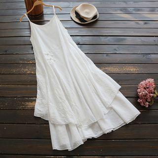 Spaghetti Strap Layered Midi Dress