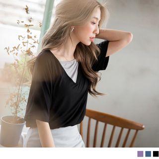 Mock Two Piece Draped Top