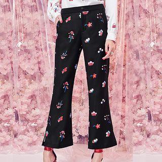 Floral Print Boot Cut Pants