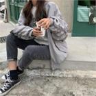 Shirred-sleeve Oversized Bomber Jacket