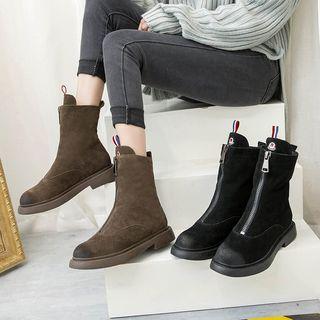 Faux Suede Front Zip Short Boots