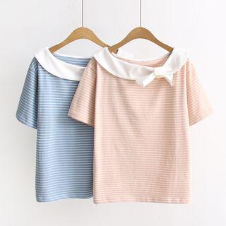 Bow Stripe Short-sleeve Top
