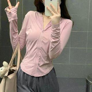 Long-sleeve Hooded Half-zip T-shirt / Wide Leg Pants