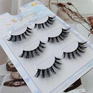 Set Of 3: False Eyelashes (df10) Black - One Size