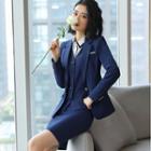 Plain Single-button Blazer / Vest / Shirt / Dress Pants / Pencil Skirt / Set