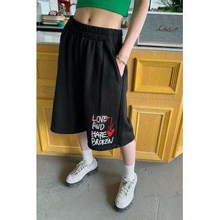Letter Print Knee-length Shorts