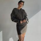 Stretched Hooded Mini Sweater Dress