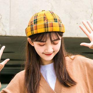 Plaid Turn-up Brim Hat