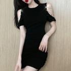 Cold-shoulder Rhinestone Strap Bodycon Dress