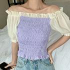 Two-tone Off-shoulder Blouse