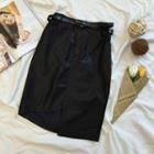 Asymmetrical Faux Leather Pencil Skirt