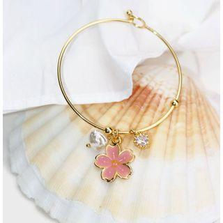 Rhinestone Alloy Sakura Bangle