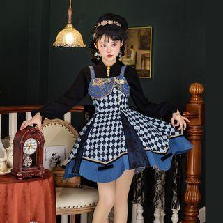 Argyle Embroidered A-line Lolita Jumper Dress