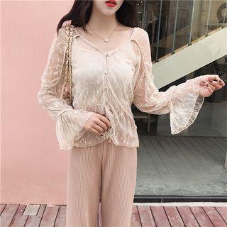 Set: Lace Long Sleeve Top + Camisole Top