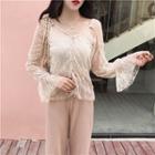 Set: Lace Long Sleeve Top + Camisole Top