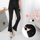 High-waist Frayed Boot-cut Pants