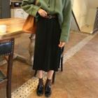 Plain High-waist A-line Midi Skirt