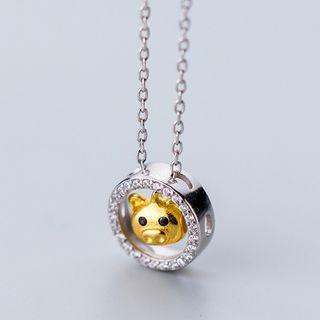 925 Sterling Silver Rhinestone Pig Pendant Necklace S925 Silver - As Shown In Figure - One Size