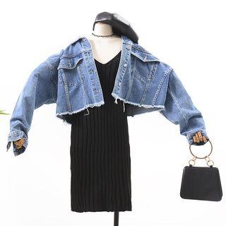 Loose-fit Denim Jacket Black - One Size