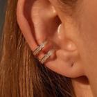 Rhinestone Hoop Ear Cuff 1 Pc - 01 - Gold - One Size