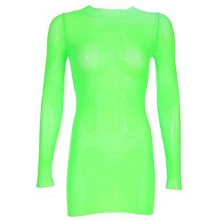 Long-sleeve Mini Mesh Dress