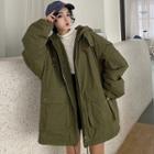 Hooded Faux Shearling Oversize Zip Jacket