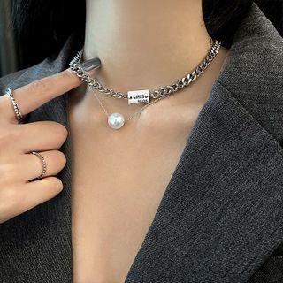 Beaded Layered Chain Necklace Necklace - As Shown In Figure - One Size