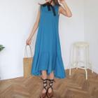 Sleeveless Colored A-line Dress