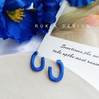 Plain Stud Earring 1 Pair - Sapphire Blue - One Size