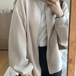 Zip-up Blouson Cardigan Ivory - One Size
