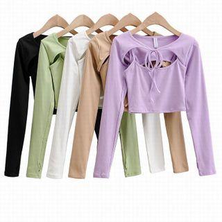 Set: Long-sleeve Crop Top + Camisole
