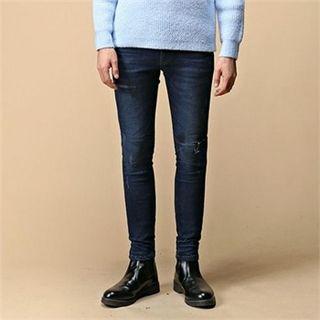 Brushed Fleece-lined Washed Jeans