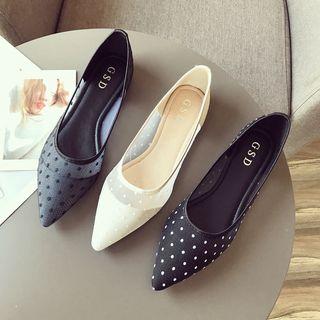 Mesh Panel Polka Dots Flats