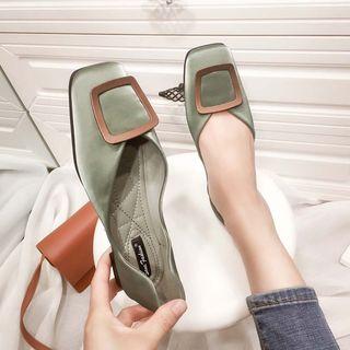 Satin Square Accent Dorsay Flats