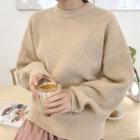 Wool Blend Punched Rib-knit Sweater