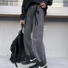 Lace-up Washed Straight Leg Jeans