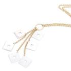 18k White & Yellow Gold Dangling Squares Necklace