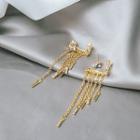 Rhinestone Alloy Fringed Earring E2499-2 - 1 Pair - Gold - One Size